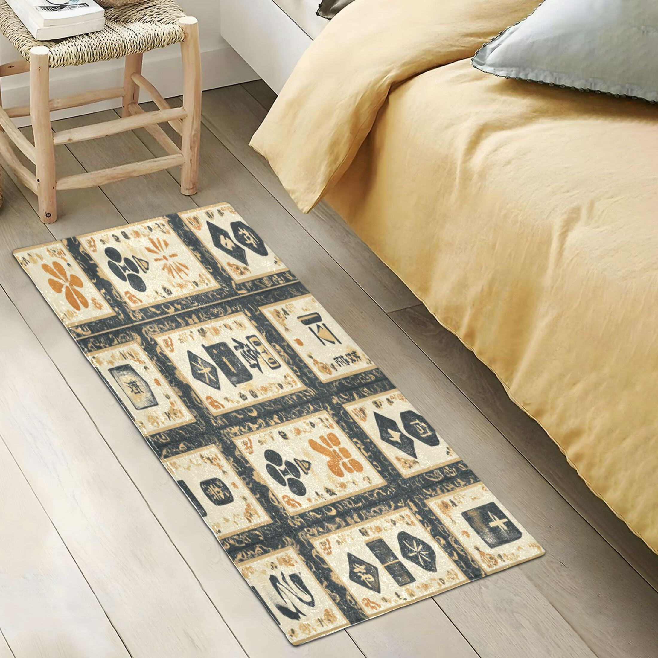 WOBOGO Mahjong Background Carpet 39x20in Kitchen Bathroom Plush Absorbent Non-Slip Floor Mat