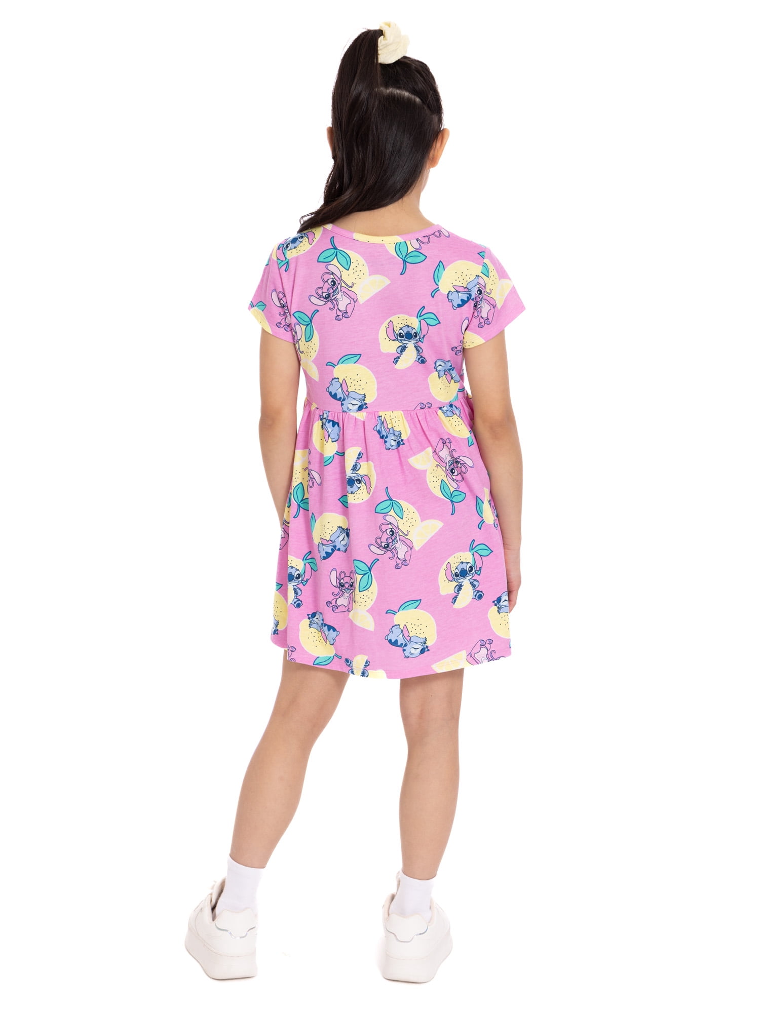 Stitch Girls Allover Print Dress with Short Sleeves, Sizes 4-12