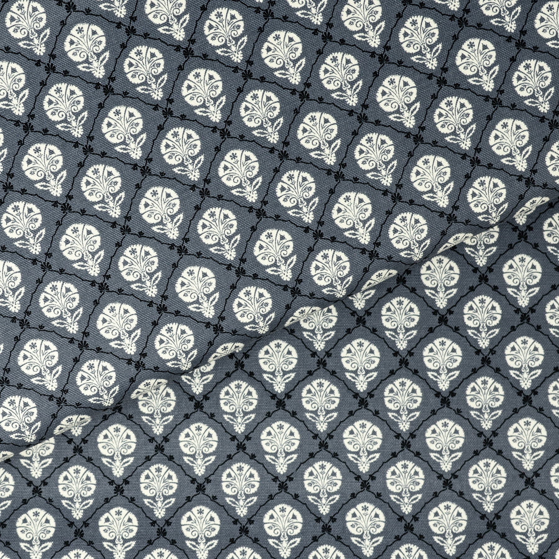 Waverly Inspirations 54" 100% Cotton Floral Sewing & Crafting Fabrics, 8 yd By the Bolt, Gray, Black and White
