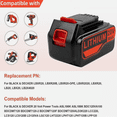 thumbnail image 4 of 2-Pack High-Output 5.0Ah 20V Battery Replacement for B+D 20V Tools LB2X4020 LB20 LBX20 LBXR20 LBXR20B LBXR2020 LBX4020 LST220 Battery, 4 of 7