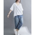 thumbnail image 4 of Women's Summer Casual Short Sleeved Solid V-Neck Pullover T-Shirt GA2279 White, 4 of 5