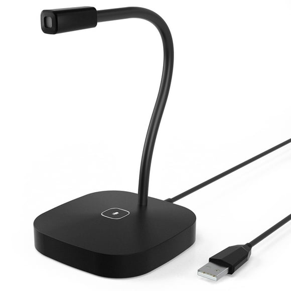 TFixolDesktop Computer Microphone USB Wired Microphone 360 Degrees Omnidirectional Condenser Mic Adjustable Neck with Mute Touch-Button Plug & Play for Computer PC Laptop Office Meeting Recording Game