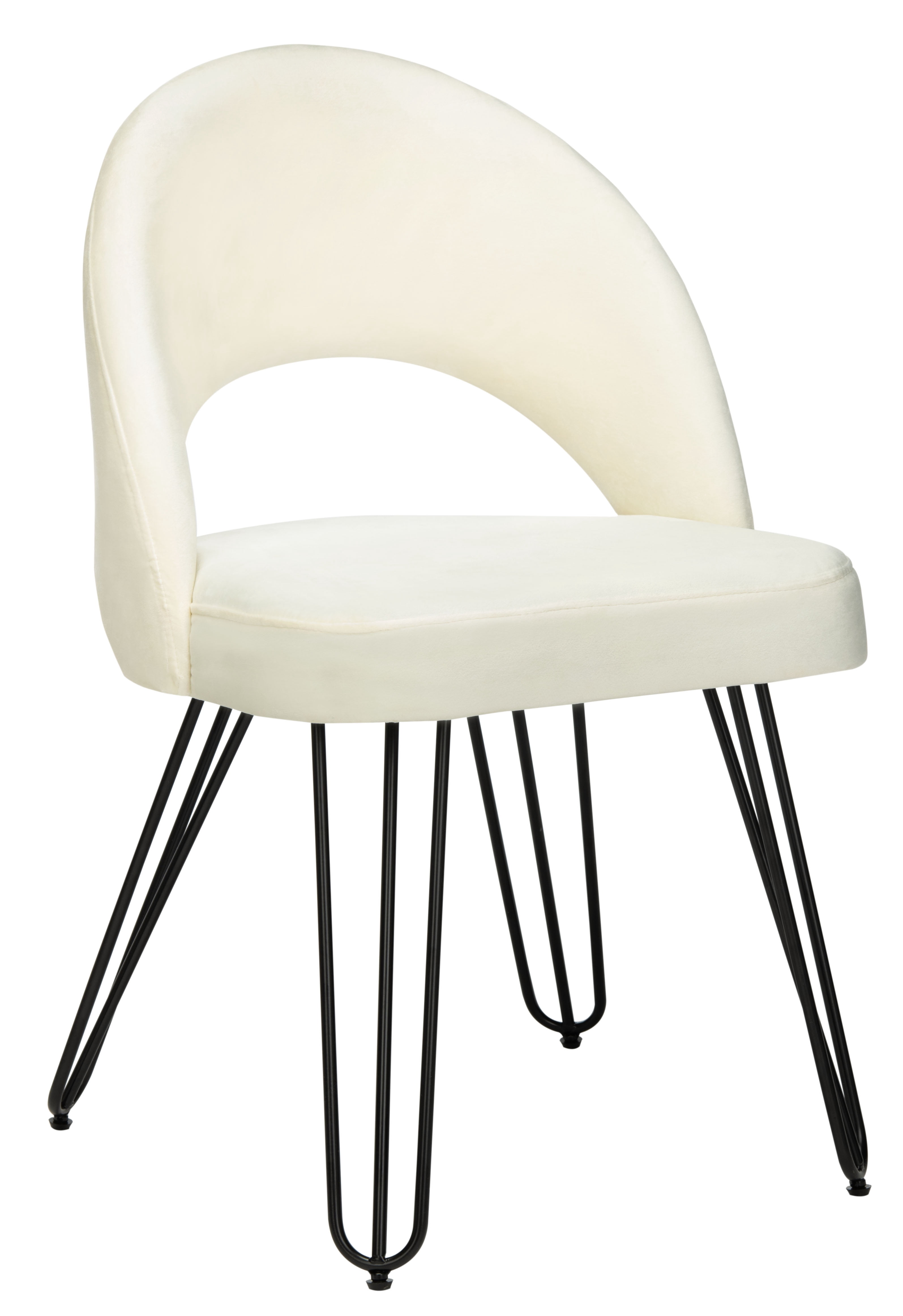 SAFAVIEH Jora Velvet Retro Dining Chair, Set of 2, Cream/Black