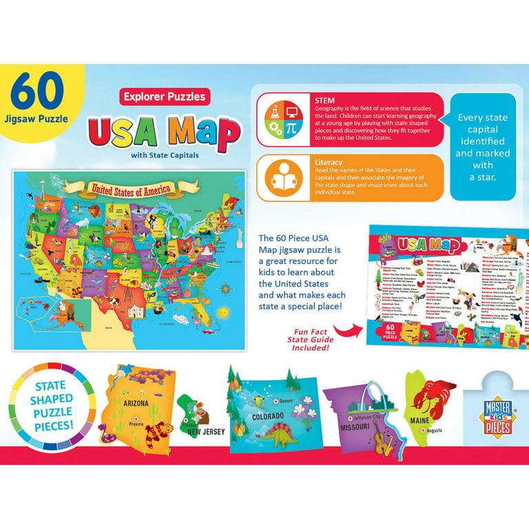 USA Map with State Capitals Jigsaw Puzzle, 60 Pieces, Mardel