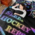 thumbnail image 3 of Erosebridal Sport Ice Hockey Bedding Comforter Set 7pcs For Boys,Kids Teens Abstract Gradient Ball Gamer Queen Bedding Sets,Black Reversible, 3 of 6