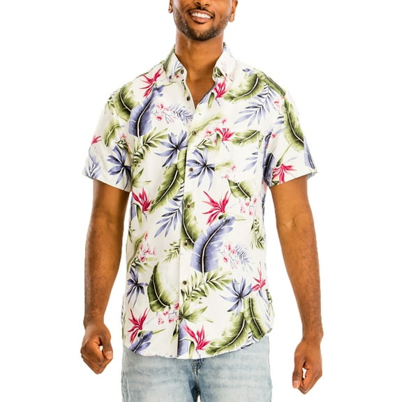 Men Hawaiian Shirt Vacation Short Sleeve Casual Button Down Shirts Summer Beach Shirt