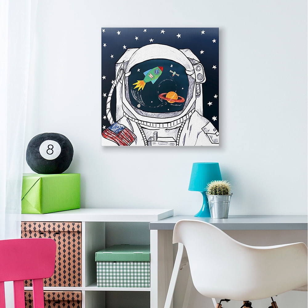 Stupell Industries US Astronaut Suit Space Galaxy Reflection Canvas Wall Art by Sangita Bachelet