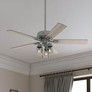 Hunter - Hartland Indoor Ceiling Fan With Light, 52-inch, Matte Silver, Casual-style, 3-speed WhisperWind Motor, 50651, for living rooms, bedrooms, home offices, kitchens