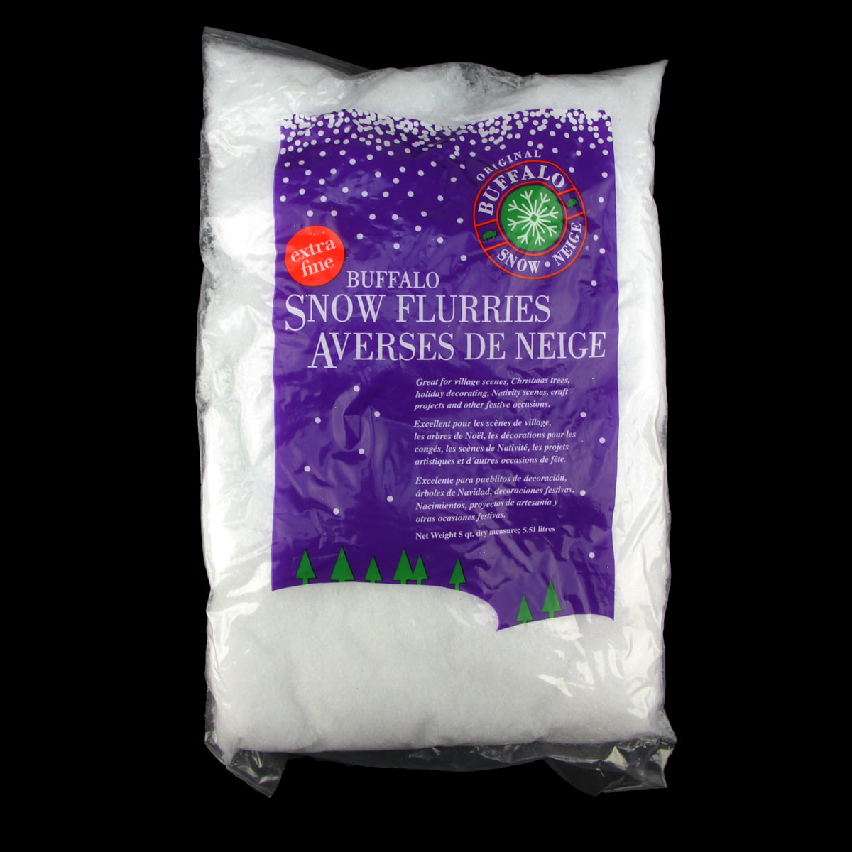 EXTRA FINE MADE IN THE USA NEW BUFFALO SNOW FLURRIES ARTIFICIAL SNOW 5 QT 
