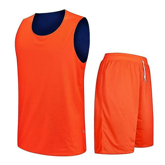 Double-side Design Basketball Jersey Sets Uniforms Diy Customized Sports Clothing Breathable Youth Training Basketball Jerseys Xl Orange Blue