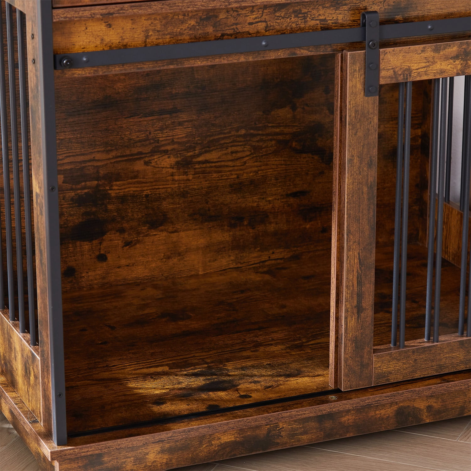 Pefilos 35" Sliding Door Dog Crate with Drawers, Wooden Dog Kennel End Table, Decorative Furniture Dog Crate, Brown Pefilos 35" Sliding Door Dog Crate with Drawers, Wooden Dog Kennel End Table, Decorative Furniture Dog Crate, Brown
