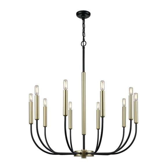 Transatlantique 10-Light Chandelier by Elk Home D3545 in Black,Gold Finish