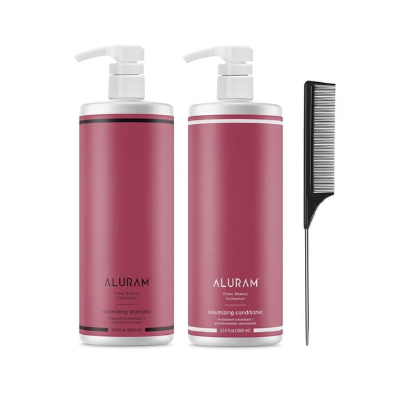 Aluram Volumizing Shampoo & Conditioner Set, 33.8 Fl Oz (With Free Tail Combs)
