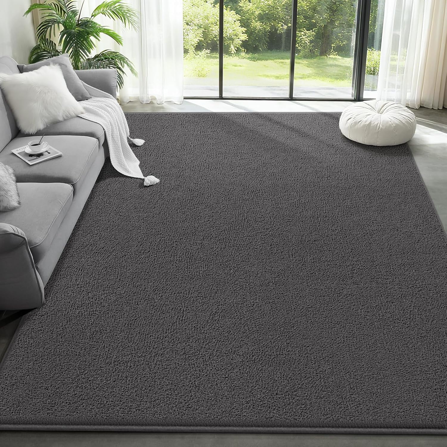 Arogan Soft Low Pile Rug Modern Area Rugs for Bedroom Living Room,Suitable for Boys Girls Teenagers and Adults with Super Soft Touch , Dark Gray , 4' x 6'