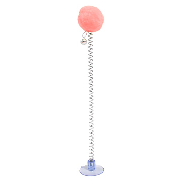 BINGLI Spring Cat Teaser Wand with Feather Plush Bar - 360° Flexible Interactive Cat Toy for Indoor Kittens, Durable Fishing Rod Design with Replaceable Bouncing Tail