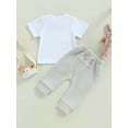 thumbnail image 4 of Jxzom Toddler Infant Baby Boy Easter Outfit 6M 12M 18M 24M 3T Clothes Short Sleeve Bunny Letter Printed T-Shirt Tops Jogger Pants Set, 4 of 7