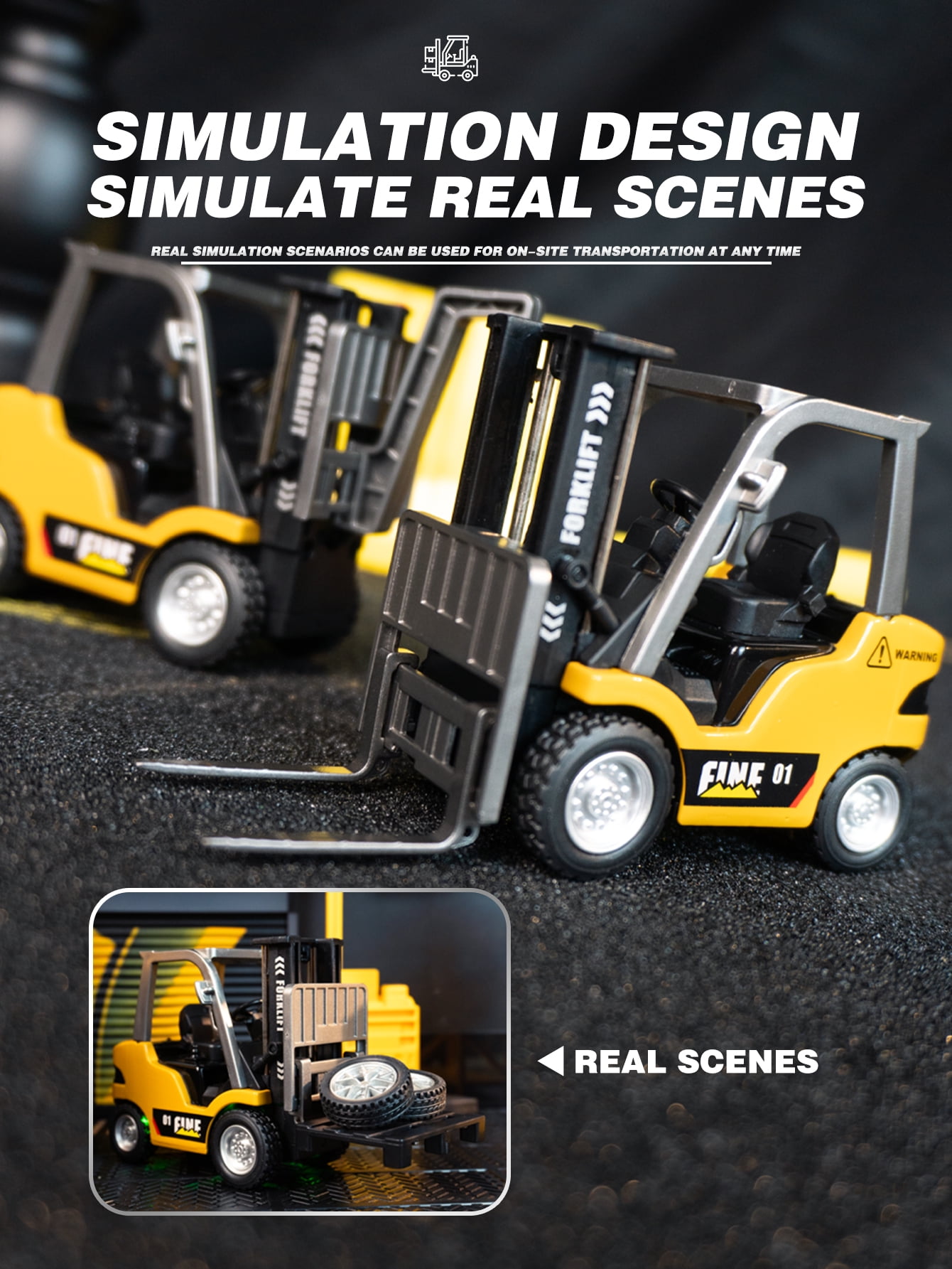 1: 64 alloy forklift with plate car remote control: multi-channel control, 2-in-1 fork hook deformation, suitable for adults, children, boys and girls
