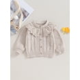 thumbnail image 2 of Wassery Baby Girls Knit Cardigan Sweater Long Sleeve Doll Collar Button Knitted Cardigan 3M 6M 12M 18M 24M Infant Fall Winter Loose Fit Crochet Knitwear Outerwear, 2 of 8