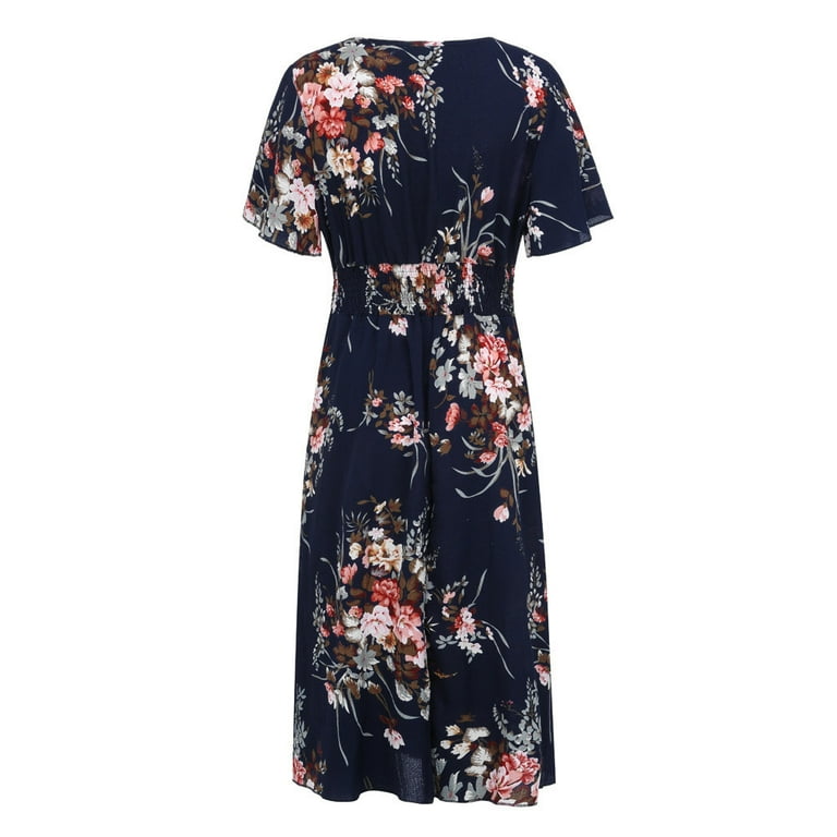 sachin and babi light blue dress Shein Empire Waist Cuffed Sleeve Multicolor V-Neck Fun Dress Size 0XL