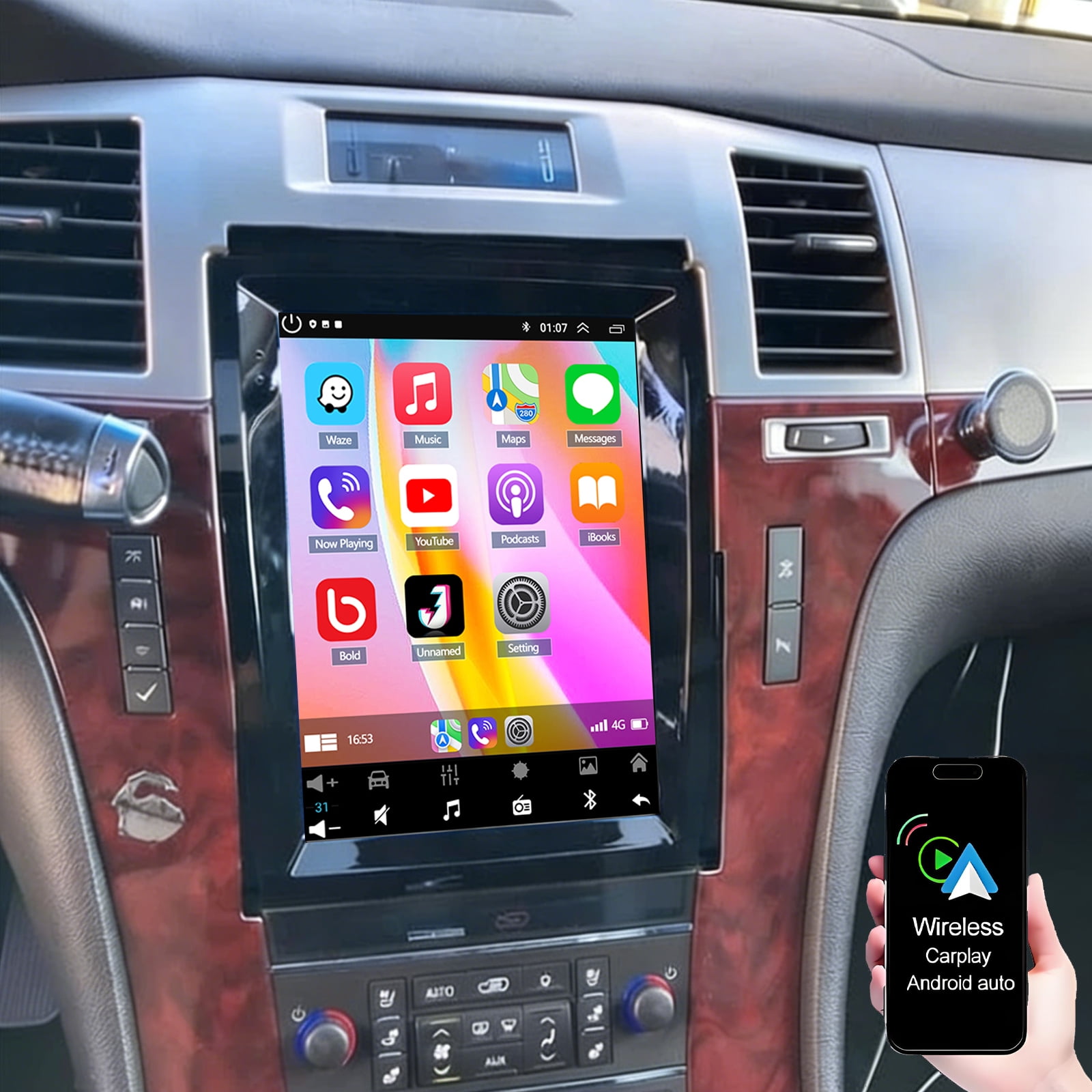 Dexico Car Stereo Radio for Cadillac Escalade 2007-2012, 9.7" HD Touchscreen Android 15 Car Radio with Wireless CarPlay Android Auto GPS Navi SWC FM/RDS Bluetooth Backup Camera
