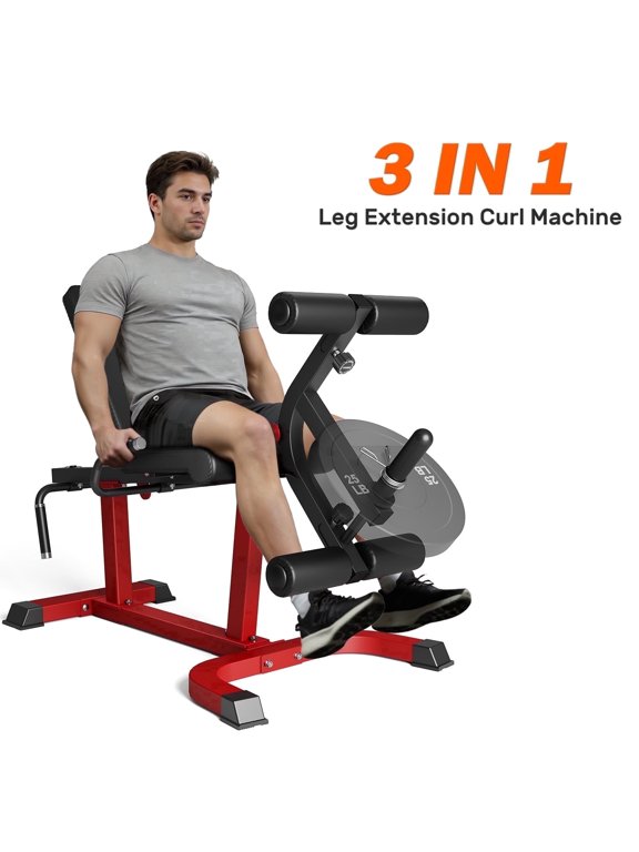 Leg Extension and Curl Machine, 3-in-1 Seated Leg Curl and Extension Machine with Adjustable Backrest, 440 LBS, Compact Home Gym Equipment for Lower Body Workouts