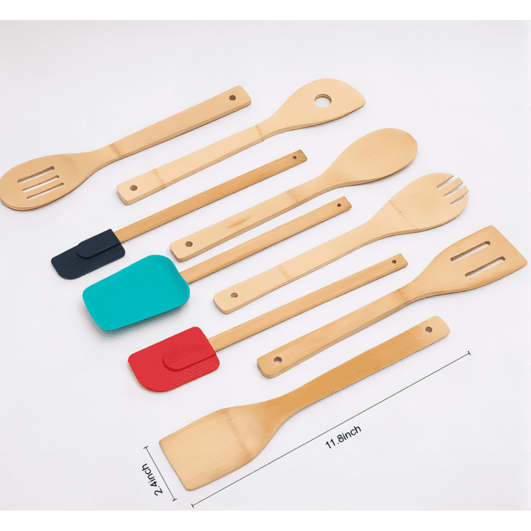 Silicon and Bamboo Custom Made with Love Spatulas - Set of 2