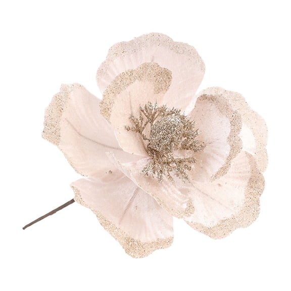 CuiLiyq 7" Poinsettias Artificial Christmas Flowers, 1 Pcs Large Glitter Christmas Poinsettia Picks, Floral Stalk for Christmas Tree Wreath Garland Decorations DIY Ornaments (Rose Gold)