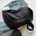 thumbnail image 2 of Bolso Hombro para Mujer Bolso Cruzado Con Bolsillo Con Solapa Y Rombos Acolchado Algodón (negro), 2 of 8