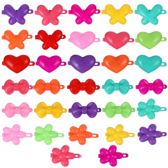 VANIDO 100Pcs Cartoon Hair Clips, Cute Girls Hairpin, Plastic Mini Hair Bows for Toddlers Daily Wear