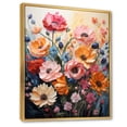thumbnail image 2 of Designart "Seasonal Blooms Multicolored Flowers on Blue IV" Floral Floater Framed Wall Art Print, 2 of 7