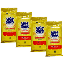 Wet Ones Antibacterial Hand Wipes, Tropical Splash Scent, 20 Count (Pack of 4)