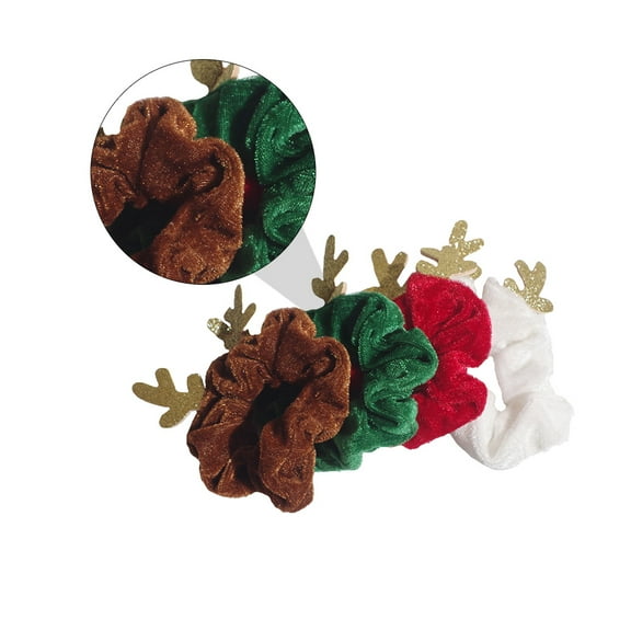 Homoyoyo Christmas Antler Hair Ties Soft Stretchy Ponytail Holders 4 Pieces Holiday Hair Accessories