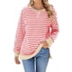 thumbnail image 3 of Sudadera Oversize para Mujer, Verano 2025, Cuello Redondo, Rayas, Larga, Aberturas Laterales, Sudaderas con Capucha Y2K Rojo y S, 3 of 10