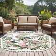 thumbnail image 4 of Pink Spring Floral Round Area Rug 5Ft Washable Circle Rugs for Living Room Bedroom, Elegant Pastoral Flowers Birds Watercolor Non-Slip Carpet Floor Mats Indoor Outdoor Carpet Runner Home Decor, 4 of 8