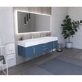 thumbnail image 6 of Nile 72" Blue Wood Floating Vanity with White Top and Brushed Nickel Trim, 6 of 9