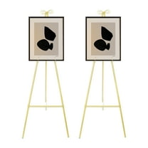 2-Piece Gold Easel Stand, Triangular Display Stand for Wedding, Floor Standing Easel