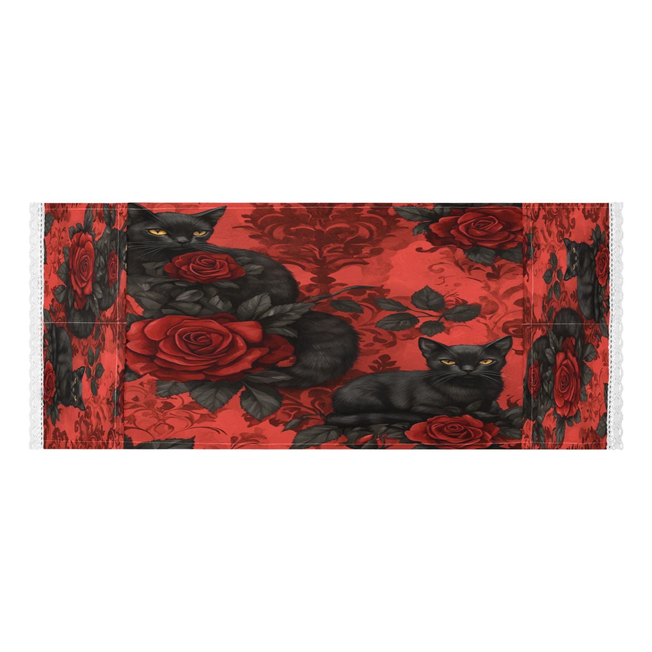 WOBOGO Gothic Roses Black Cats Pattern Washing Machine Cloth Dryer Refrigerator Top Cover Protective Non-Slip Mat For Kitchen Laundry