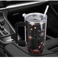 thumbnail image 6 of Mushroom Tumbler with Handle and Straw 40oz Mushroom Tumbler Coffee Travel Mug Mushroom Cup Leak Proof Insulated Tumbler Mushroom Stuff Gifts for Women-（red）, 6 of 6