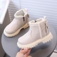 thumbnail image 2 of KPOPLK Girls Ankle Boots Side Zipper Low Heels Comfortable Casual Shoes for Toddler Little Kid Big Kid(8.5,Beige), 2 of 6