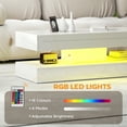 thumbnail image 4 of HOMCOM Marble-Effect Coffee Table with LED Light, Center Table, White, 4 of 10