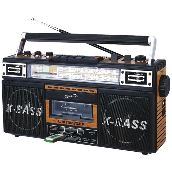 Supersonic SC-3200 WOOD Radio et lecteur de cassettes - 4 bandes r