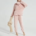 thumbnail image 2 of Riecok Womens Fleece Pajama Sets Long Sleeve Tops and Elastic Waist Pants Solid Comfortable Soft Sleepwear, 2 of 8