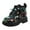 Black, variant on FYEGRE Stylish Seasonal Kids Footwear Durable Ankle Boots For Girls With Floral And Secure Lace Closure White 15-18 Months
