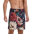 thumbnail image 2 of Kdxio Colorful Flower Peacock Print Mens Sleep Shorts Bottoms Soft Comfy Pajama Wear Pants with Drawstring Pockets, 2 of 5