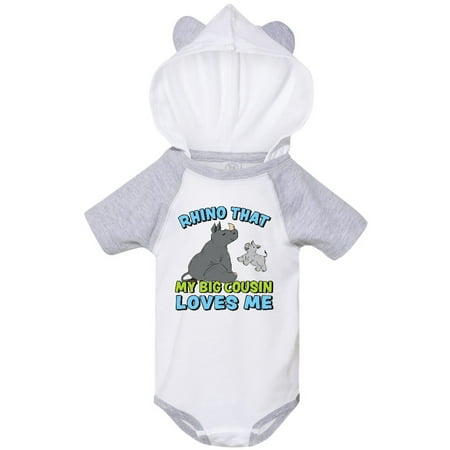 

Inktastic Rhino That My Big Cousin Loves Me with Cute Rhinos Gift Baby Boy or Baby Girl Bodysuit