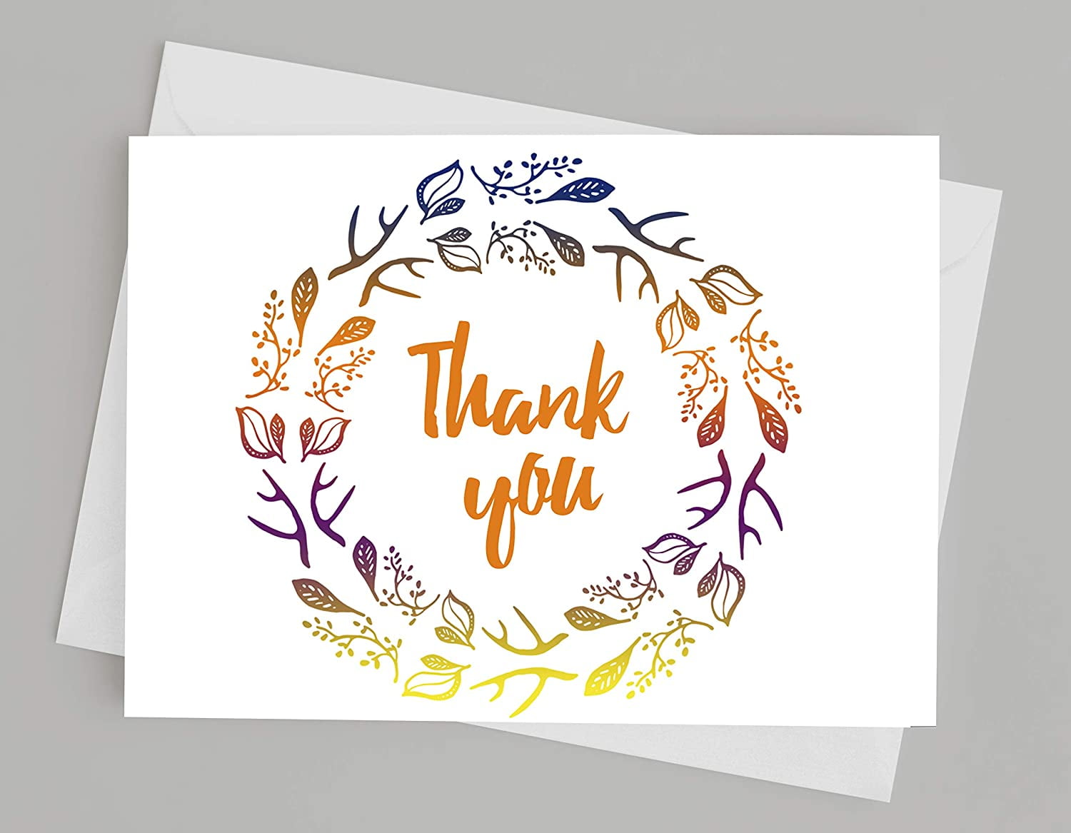 Darling Souvenir White Floral Wreath Thank You Card Wedding Thank You Card Greeting Cards With White Envelopes - 100 Pcs