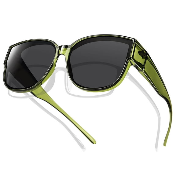 TINHAO Polarized Sunglasses Over Glasses for Women Men, Fit Over Glasses Sunglasses with Square Oversized UV Protection