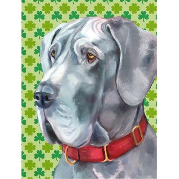 Great Dane St. Patricks Day Shamrock Flag Garden Size