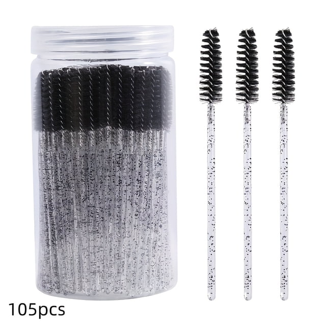 QJUHUNG 105pcs Disposable Mascara Wands & Eyebrow Spoolies - Crystal Eyelash Brushes with Colorful Handles Nylon Bristles ABS Plastic Rods Perfect for Eyelash Extensions & Makeup Appli
