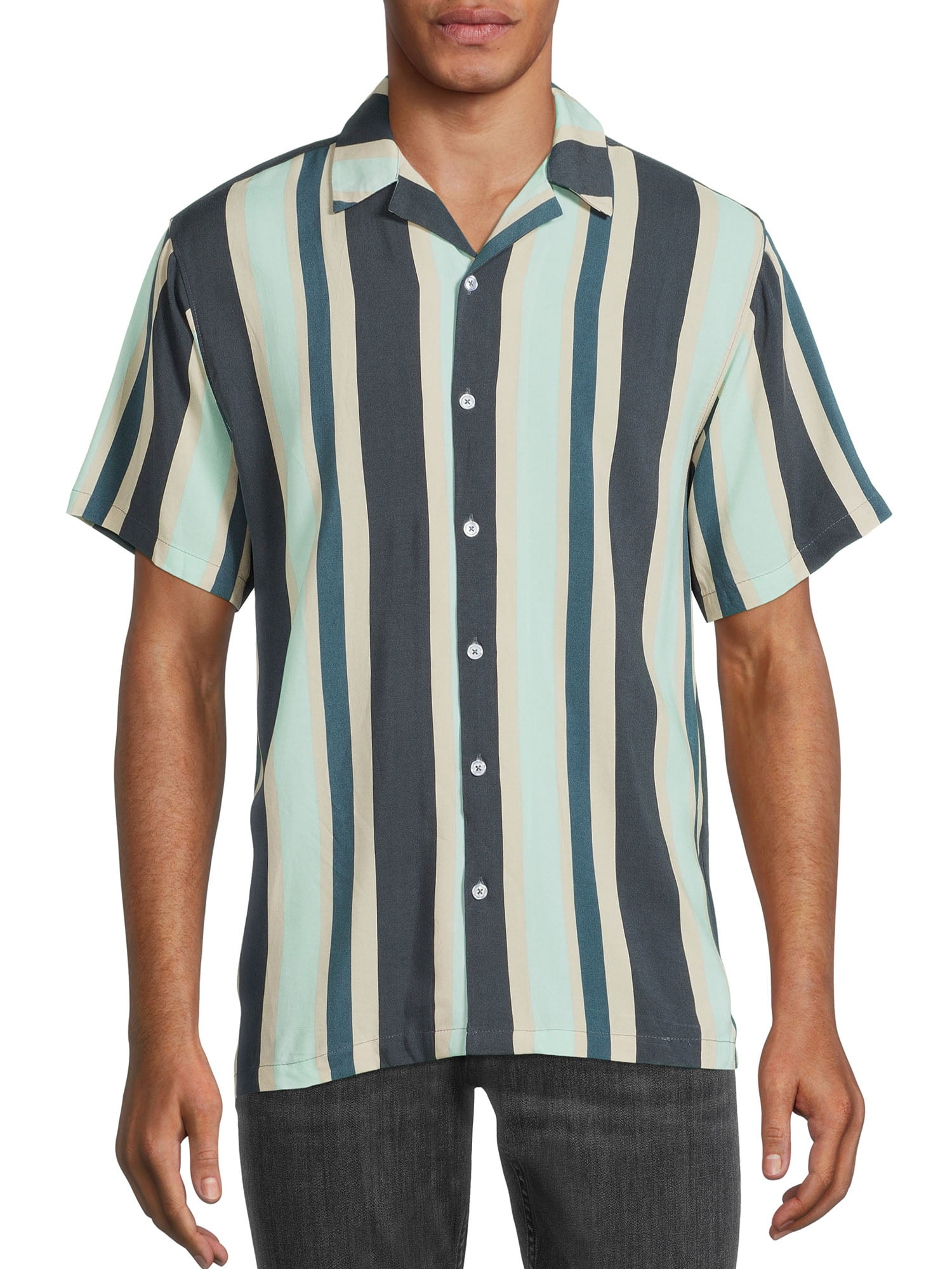 No Boundaries Men's and Big Men's Printed Shirt with Short Sleeves
